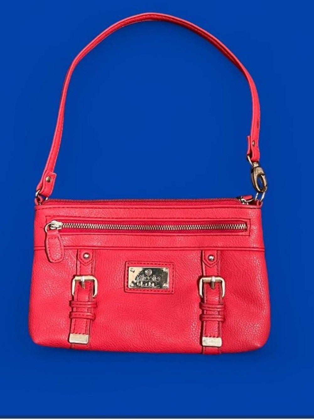 Y2K Nicole by Nicole Miller Red Shoulder Bag with Gold Accents Preppy